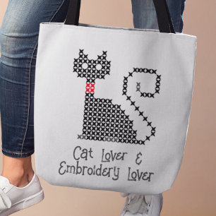 Broderie Crosse et sac Amoureux des chats