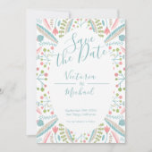 Broderie Floral Enregistrer la date invitations (Devant)