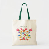 Broderie florale sac fourre-tout personnalisé (Devant)