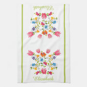 Broderie florale serviette de cuisine personnalisé (Vertical)