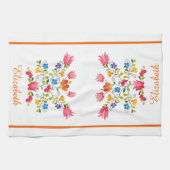 Broderie florale serviette de cuisine personnalisé (Horizontal)