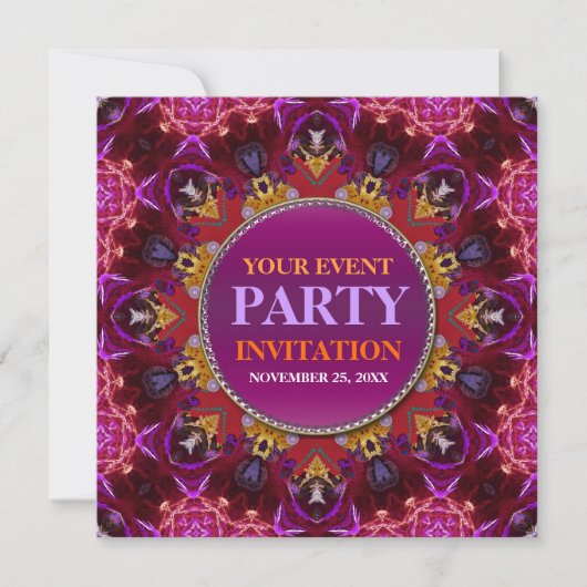 Broderie fractale mandala Invitation de fête (Devant)
