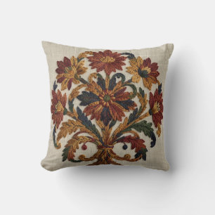 Broderie Jacobéenne Coussin Fleurs de Crewel