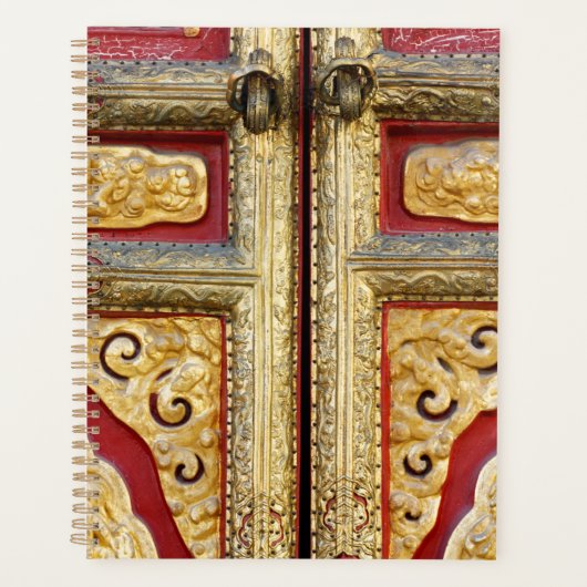 Broderie métallique dorée sur la porte (Devant)