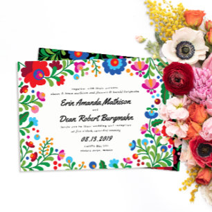 Broderie mexicaine Faire-part de mariage colorée