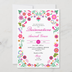 Broderie Otomi Mexicaine Quinceañera Invitation