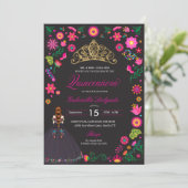 Broderie Otomi Mexicaine Quinceañera Invitation (Debout devant)