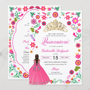 Broderie Otomi Mexicaine Quinceañera Invitation