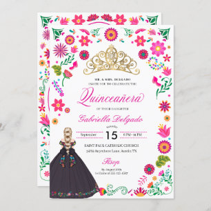 Broderie Otomi Mexicaine Quinceañera Invitation