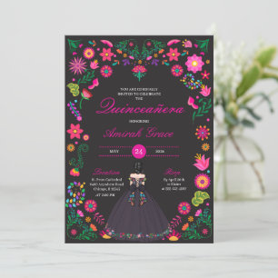Broderie Otomi Princesse Quinceañera Invitation