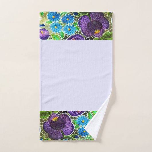 Broderie violette-bleu hongrois (Serviette à main)