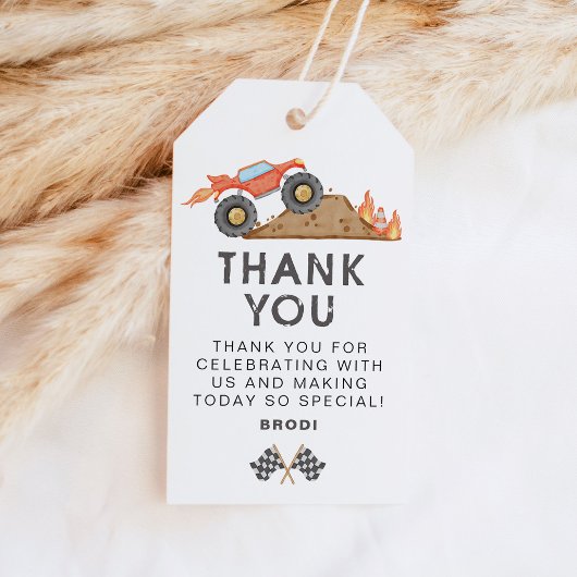 BRODI Rode Monster Truck Feestelijk Verpakkingsmat Cadeaulabel