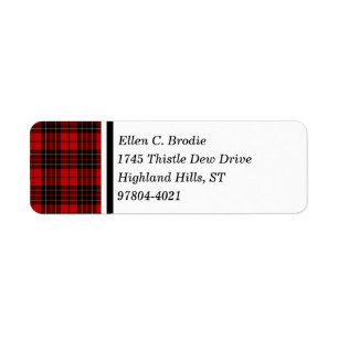 Brodie Clan Rood en Zwart Schots Tartan Etiket