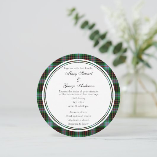 Brodie Hunting Scottish Wedding Round Invitation Kaart (Staand voorkant)