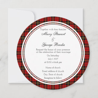 Brodie Red Scottish Mariage Round Invitation