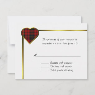 Brodie Tartan Plaid Coeur mariage carte RSVP