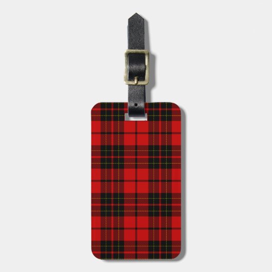 Brodie tartan red black plaid bagagelabel (Voorkant verticaal)