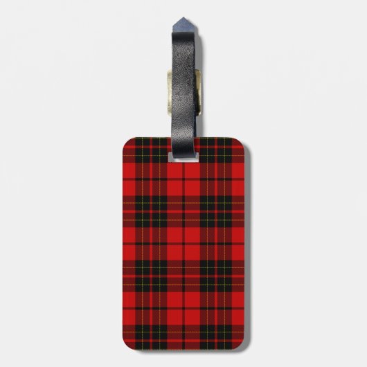 Brodie tartan red black plaid bagagelabel (Achterkant verticaal)