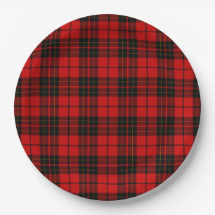 Brodie tartan red black plaid papieren bordje