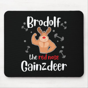 Brodolf De Rode Neus Gainzdeer Heren Gym Kerst Muismat