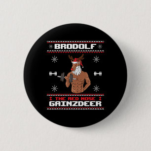 Brodolf The Red Nose Gainzder Gym Ugly Kerstmis Ronde Button 5,7 Cm