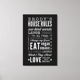 BRODY - AANGEPASTE NAAM HUISREGELS moderne typogra Canvas Afdruk