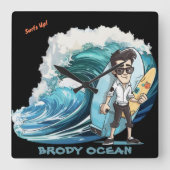 Brody Ocean Wavecrest Vierkante Klok (Voorkant)
