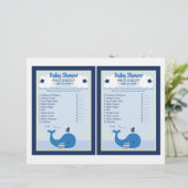 Brody Whale Nautical Price Game Baby shower (Staand voorkant)
