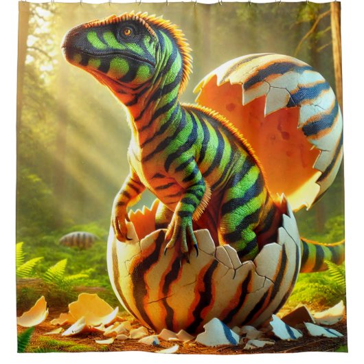 broeddinosaurus douchegordijn (Voorkant)