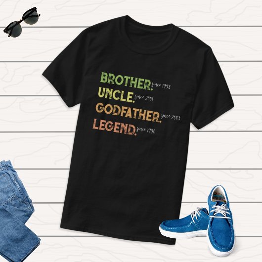 Broeder oom Godfather legend sinds jaar Aangepast T-shirt