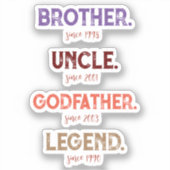 Broeder oom Godfather legend sinds jaar Sticker (Voorkant)