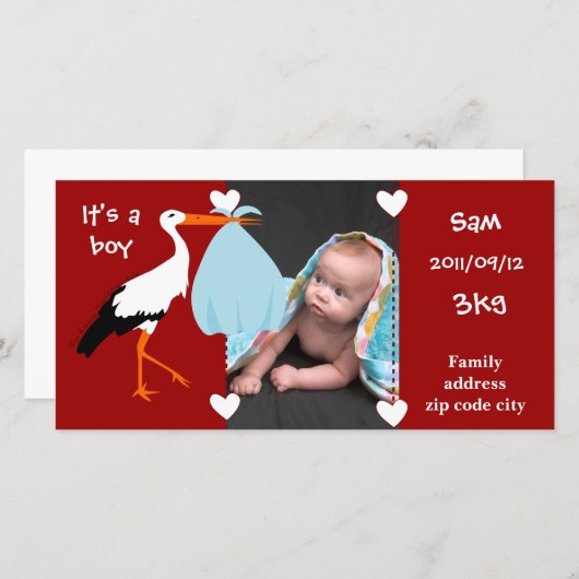Broederschap Cigogne It's a boy Aankondiging (Voorkant / Achterkant)