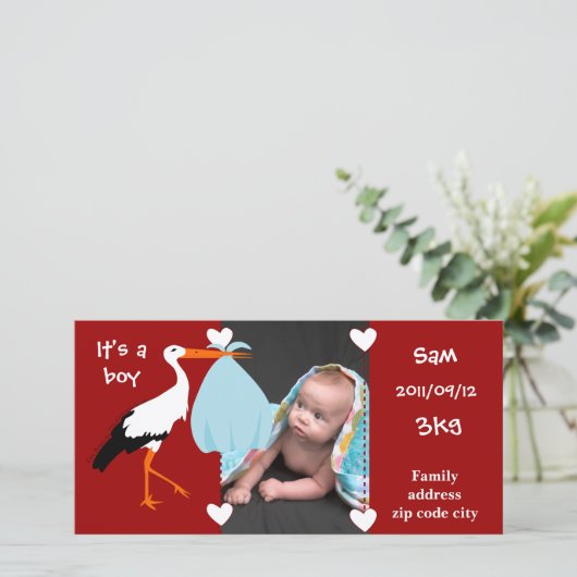 Broederschap Cigogne It's a boy Aankondiging (Staand voorkant)