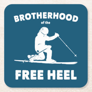 Broederschap van de vrije hieltelemarkskisering vierkante kartonnen onderzetter