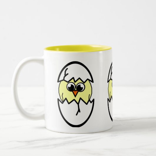 broedkip tweekleurige koffiemok (Links)