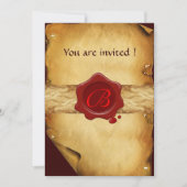 BROEIEND PARCHMENT, ROOD WAX SEAL MONOGRAM KAART (Voorkant)