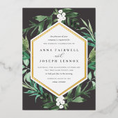 BroeikasLijst | Waterverf Botanische bruiloft Folie Uitnodiging (Voorkant)