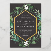 BroeikasLijst | Waterverf Botanische bruiloft Folie Uitnodiging (Voorkant)