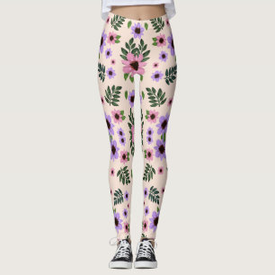 Broeken met een bloemenpatroon met roze leggings