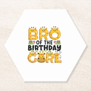 Broer 1e Verjaardag Meisje Giraffe Theme Party Zoo Kartonnen Onderzetters