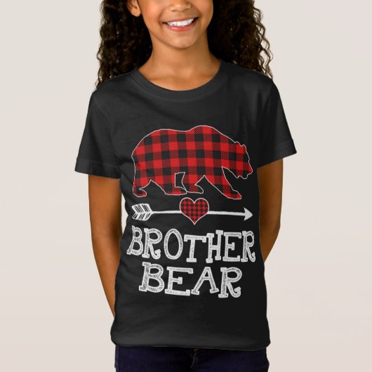 Broer Beer Kerstmis Pajama Red Pset Buffalo Fa T-shirt (Voorkant)