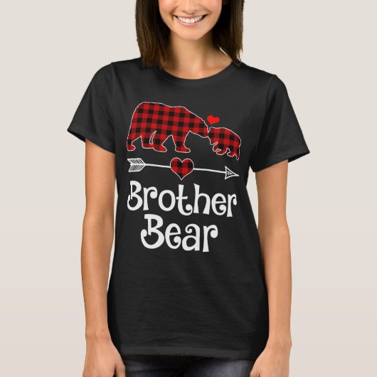 Broer Beer Kerstmis Pajama Red Pset Buffalo Ma T-shirt (Voorkant)
