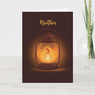 Broer denken aan jou in Camp met Lantern Kaart