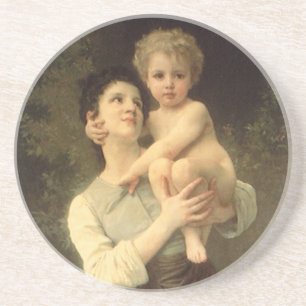 Broer en Zus door William Adolphe Bouguereau Zandsteen Onderzetter
