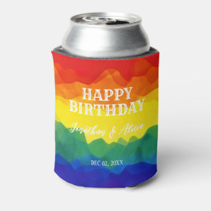 Broer en zus kleurrijke regenboog gezamenlijke ver blikjeskoeler
