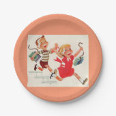 broer en zus op weg naar school papieren bordje (Voorkant)