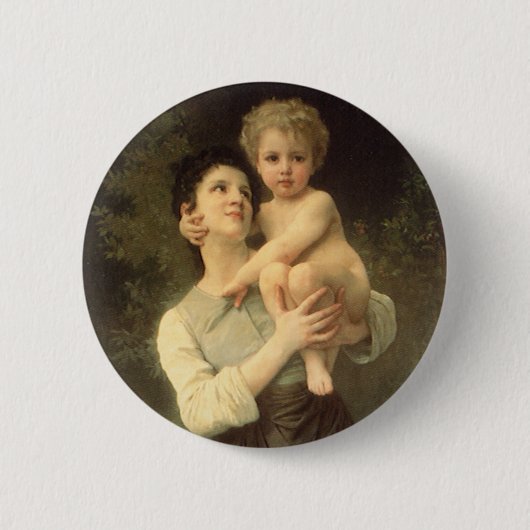 Broer en Zus van William Adolphe Bouguereau Ronde Button 5,7 Cm (Voorkant)