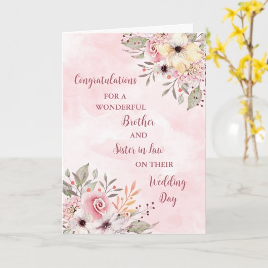 Broer en Zuster in de Wet Bruiloft Gefeliciteerd Kaart (Gele Bloem)