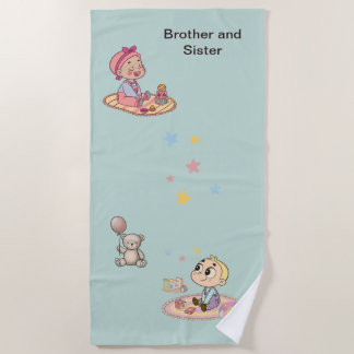 Broer en zuster strandlaken