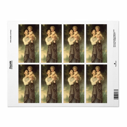 Broer en zuster van William Adolphe Bouguereau Etiket (Full Sheet)